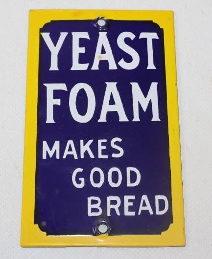 YEAST FOAM MAKES GOOD BREAD PORCELAIN DOOR PUSH SIGN. (1 of 2)