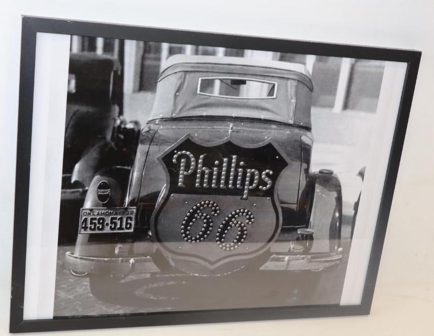 PHILIPS 66 GASOLINE FRAMED PHOTOGRAPH OF JEWELED SIGN. (1 of 2)