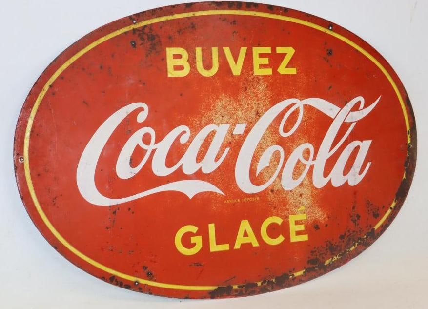 DRINK ICE COLD COCA COLA TIN SIGN. (1 of 4)