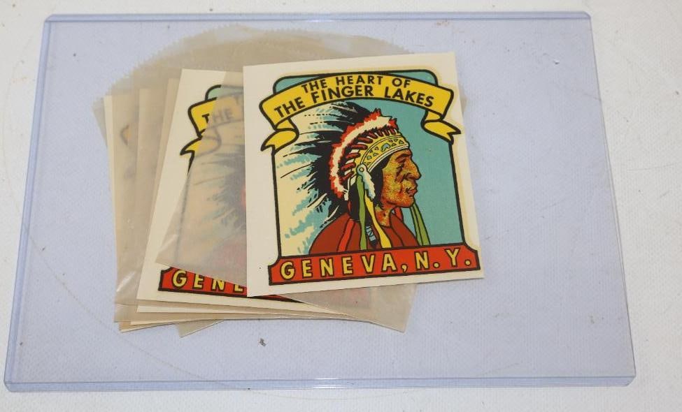 COLLECTION OF 5: GENEVA, NEW YORK N.O.S. WATER TRANSFER ADVERTISING DECALS WITH NATIVE AMERICAN (1 of 2)