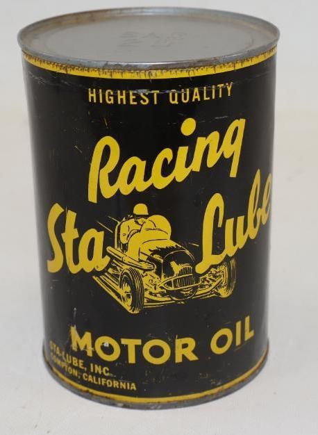 STALUBE RACING MOTOR OIL ONE QUART CAN W/ RACECAR GRAPHIC. (1 of 2)