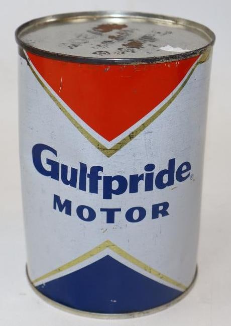 GULF GULFPRIDE MOTOR OIL ONE QUART CAN. (1 of 2)