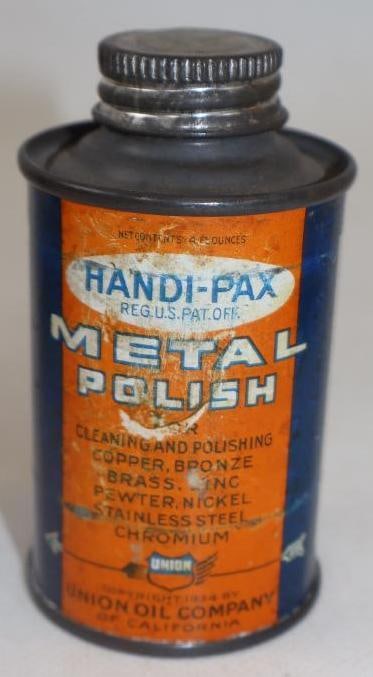 RARE UNION OIL COMPANY METAL POLISH CONE TOP CAN. (1 of 2)