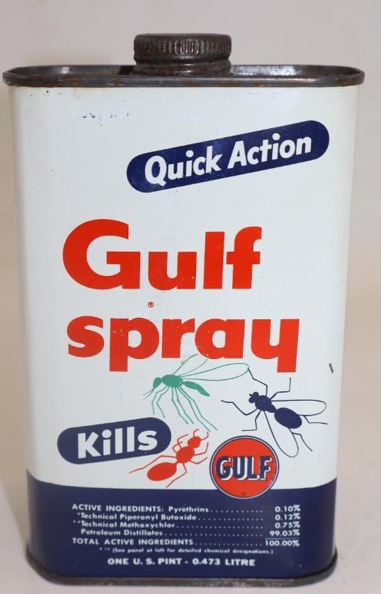 GULF GULFSPRAY INSECT KILLER ONE PINT CAN WITH BUG GRAPHICS. (1 of 2)