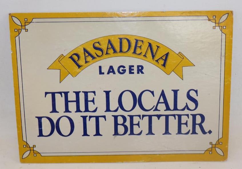 PASADENA LAGER BEER CARD STOCK EASEL BACK STORE DISPLAY. (1 of 2)