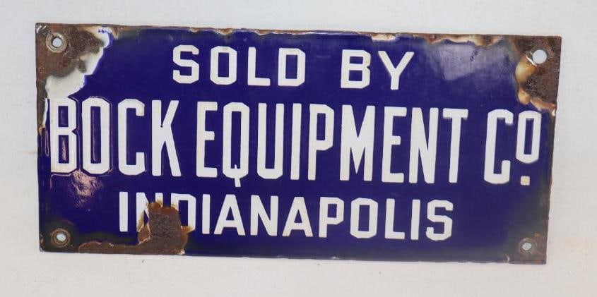 BOCK EQUIPMENT COMPANY PORCELAIN SIGN. (1 of 2)