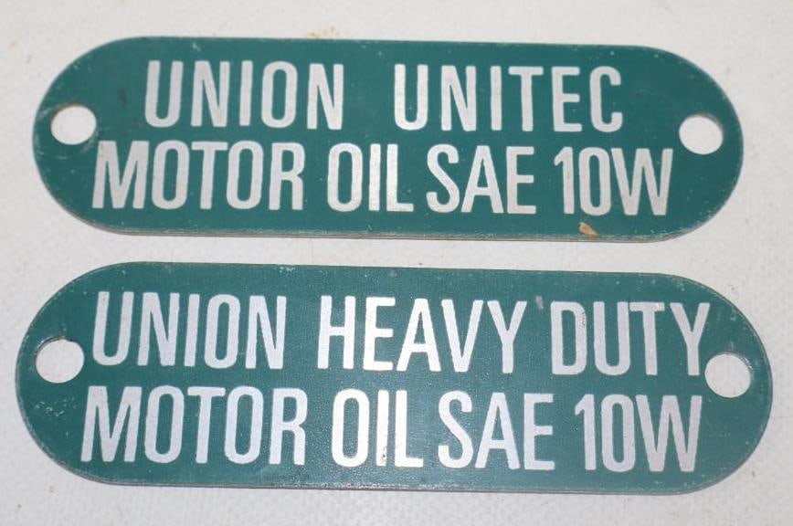 COLLECTION OF 2: UNION OIL COMPANY METAL OIL BARREL TAGS. (1 of 2)