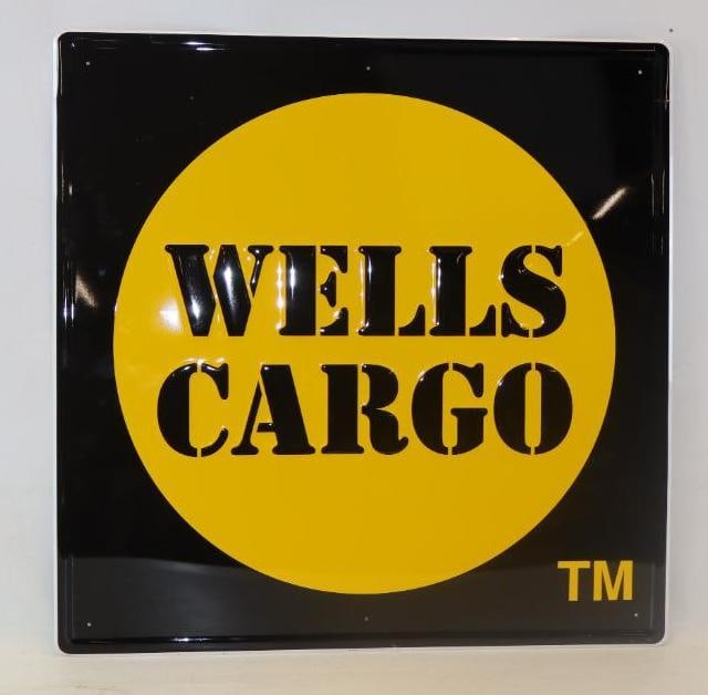 Wells Cargo Embossed Single Sided Advertising Tin Sign (1 of 5)