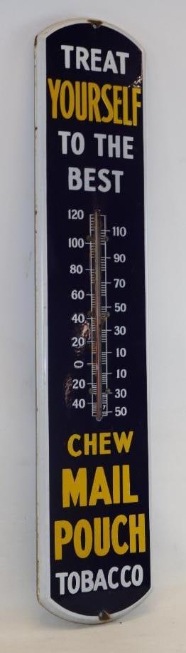 Porcelain Chew Mail Pouch Tobacco Treat Yourself To The Best Advertising Thermometer (1 of 5)