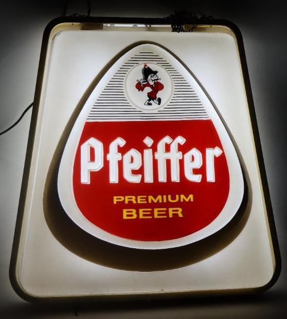 Double Sided Pfeiffer Premium Beer Light Up Hanging Sign (1 of 4)