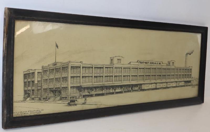 1921 Fruit-Nut Cereals Inc Framed Factory Drawing: 46" x 16.5" x 1"