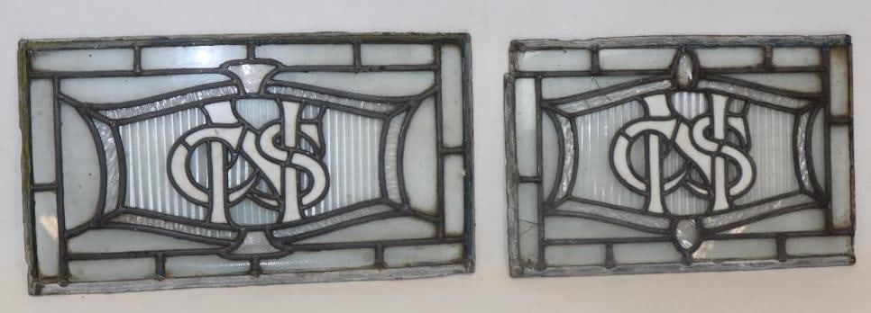 Group of 2 NCS Leaded Monogram Glass Window Panes (1 of 4)