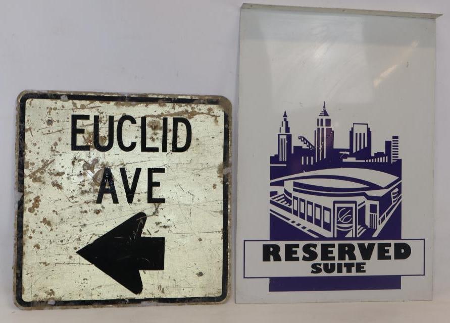 Group of 2 Double Sided Basketball Arena Reserved Suite Sign and Euclid Ave Street Sign (1 of 4)