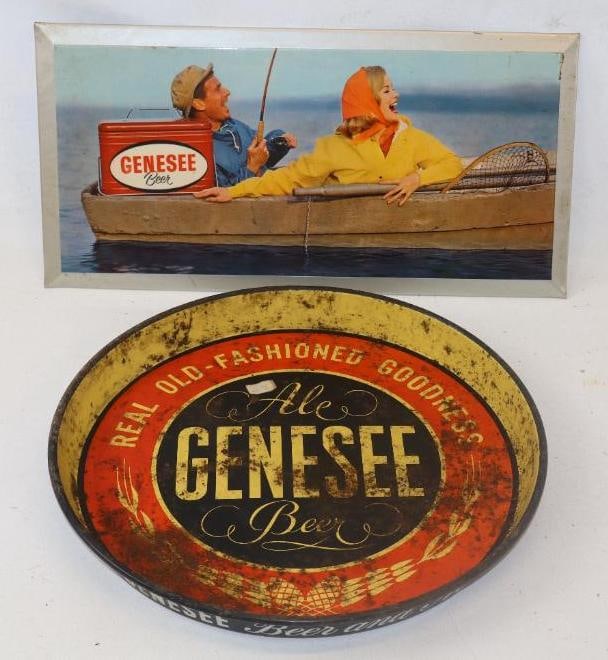Group of 2 Genesee Beer Serving Tray TOC Advertising Sign (1 of 4)