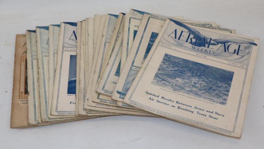 Group of 20 1920-21 Arial Age Weekly Magazines: 9" x 12.25" each most are 10 cents a copy