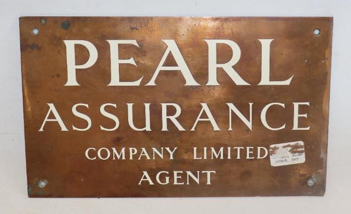 Pearl Assurance Company Limited Agent Advertising Brass Sign (1 of 2)