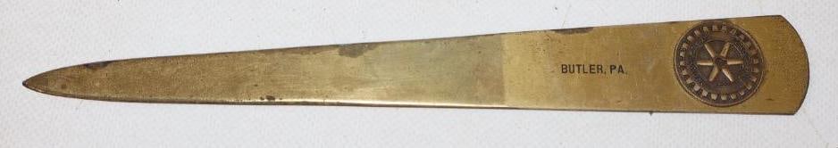 Rotary International Bronze Letter Opener: 8.50" long