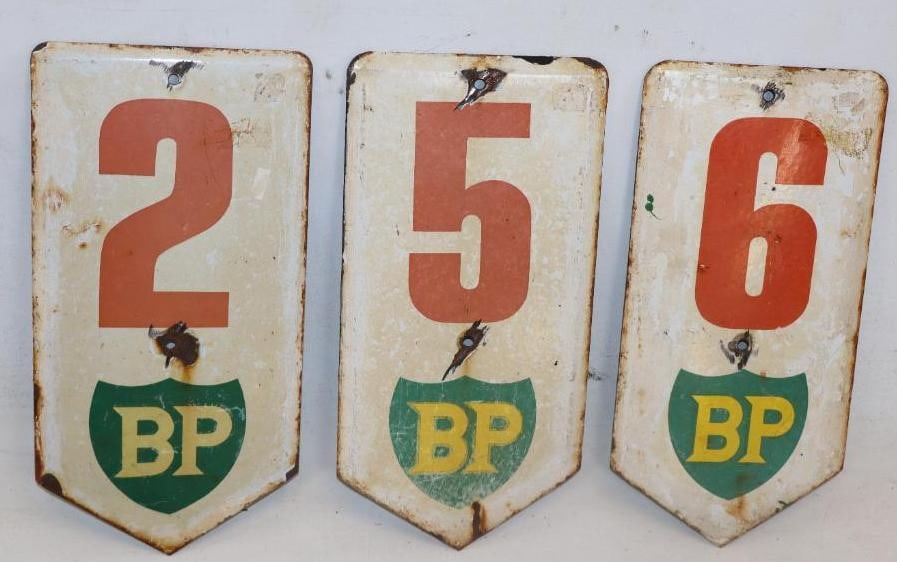 Group of 3 BP Porcelain Gas Station Numbers (1 of 2)