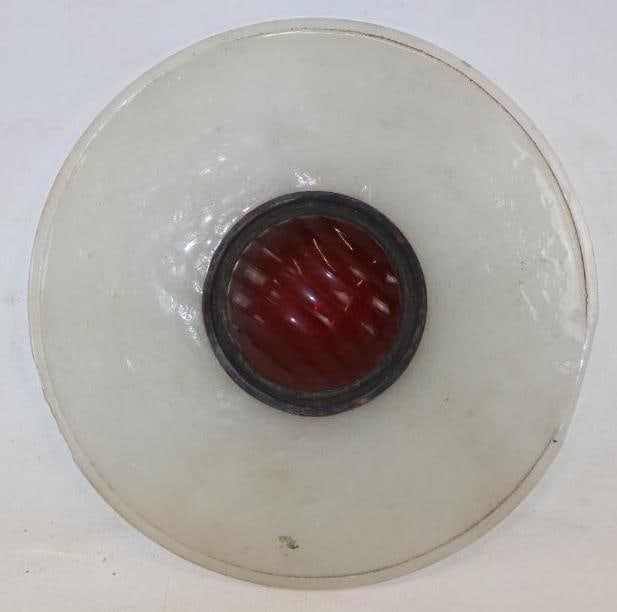 Glass Rail Road Warning Light: 18" diameter some chipping along edge
