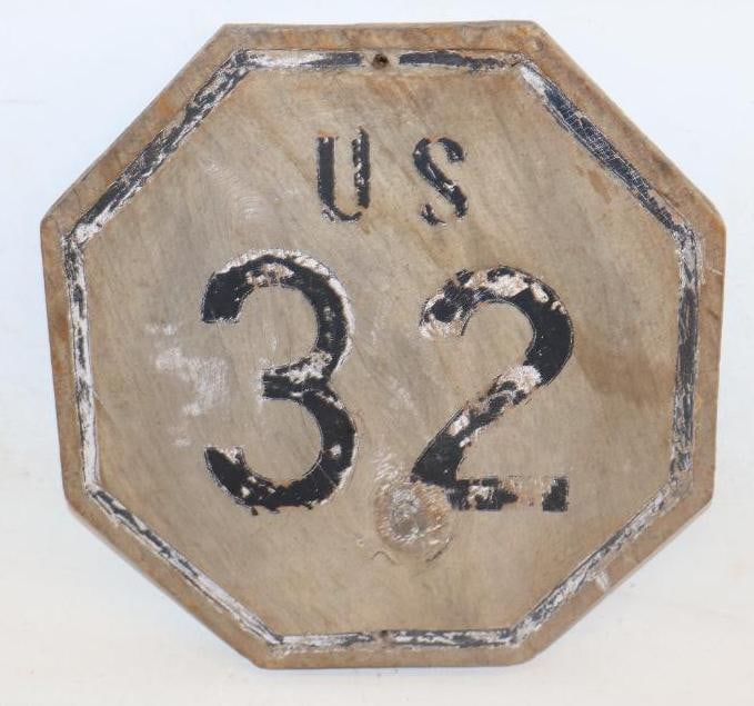 US 32 Wooden Route Sign (1 of 2)