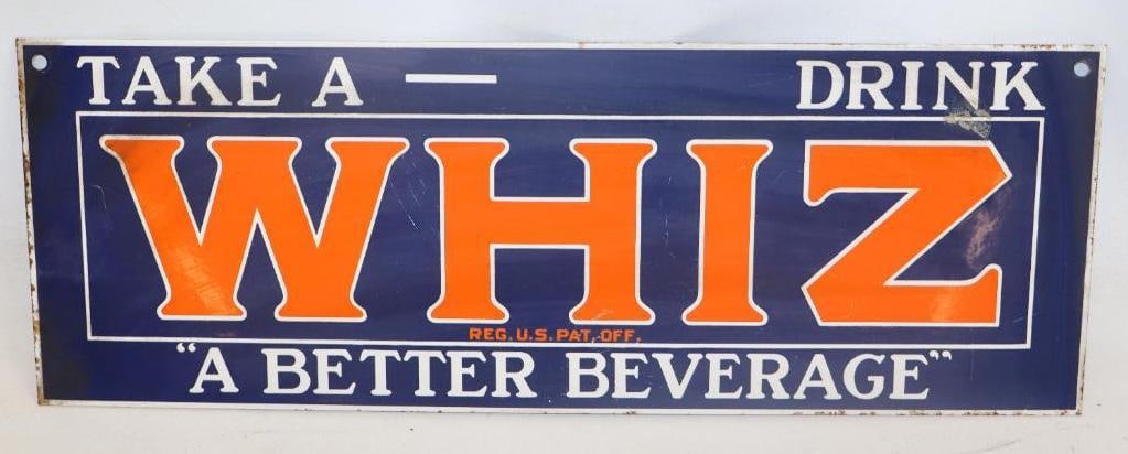 Reproduction Take A Whiz Drink "A Better Beverage" Porcelain Advertising Sign: 18" x 6.25"