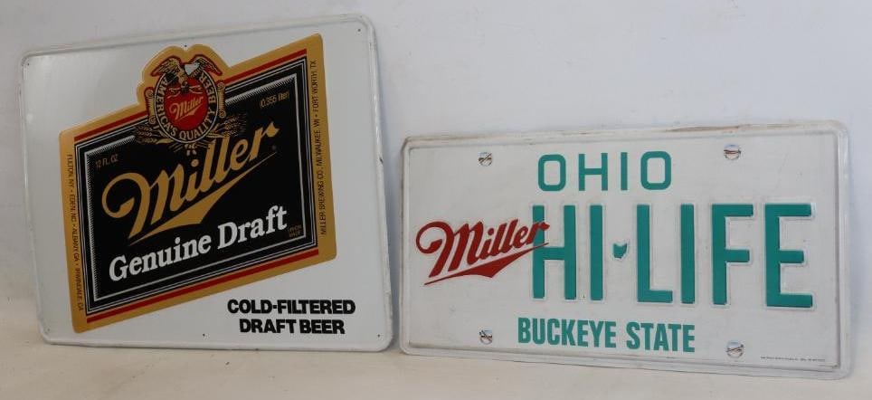 Group of 2 Embossed Miller Genuine  Draft Hi-Life Advertising Beer Signs (1 of 4)
