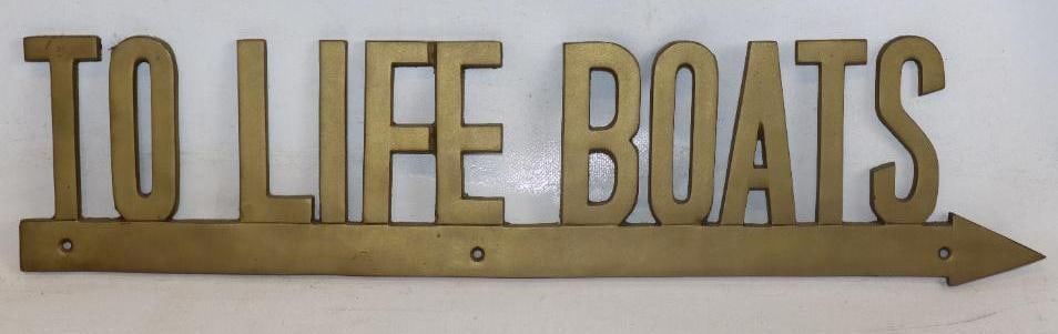 Bass Cutout "To Life Boats" Arrow Advertising Signs: 20.5" x 4.75"