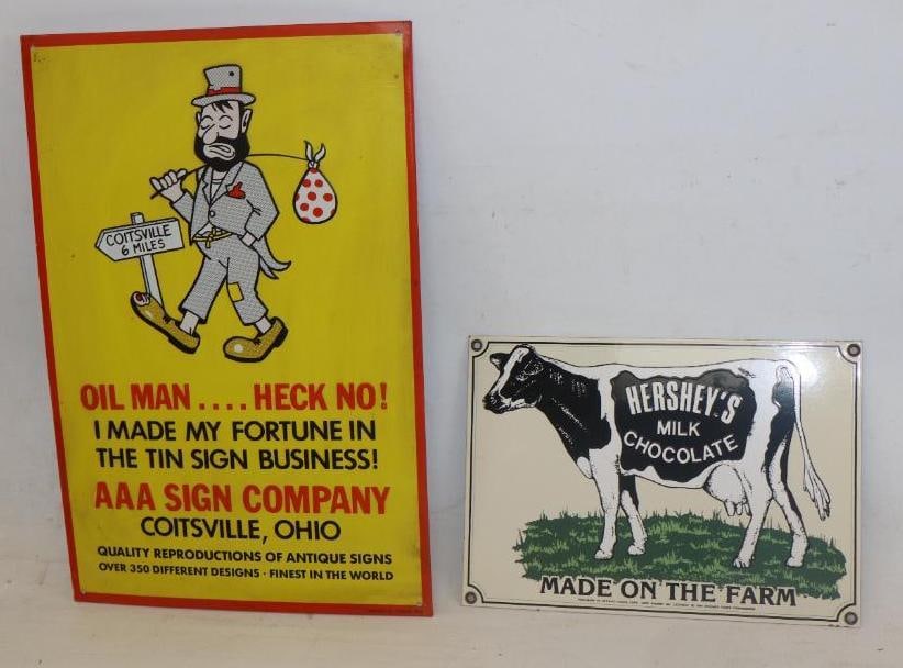Group of 2 AAA Sign Company And Porcelain Hershey Milk Chocolate Ande Rooney (1 of 6)
