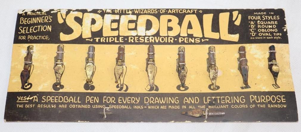 Speedball Triple Reserve Pen Tips Cardboard Advertising Display (1 of 2)