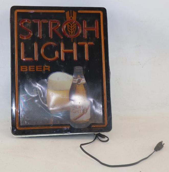 Stroh Light Beer Light Up Advertising  Sign (1 of 3)