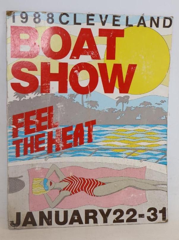 1988 Cleveland Boat Show Feel The Heat Cardboard Easel Back Countertop Display Sign (1 of 2)