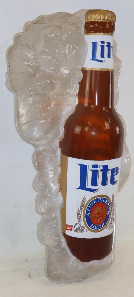 Miller Light Plastic Beer Bottle Display Sign: 33" x 14.50"x 12'