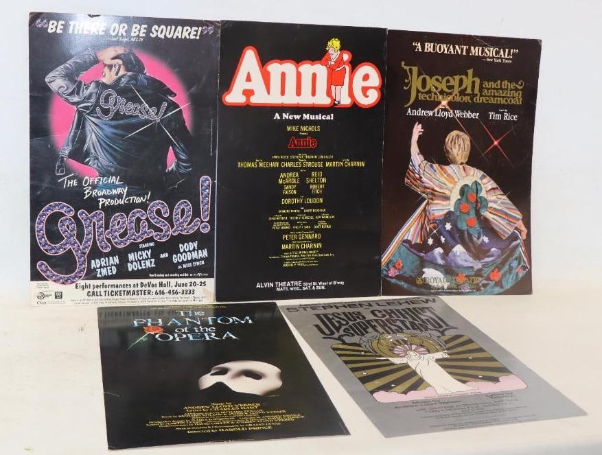 Group of 5 Broadway Play Advertising Posters Annie, Joseph, Jesus Christ Super Star, Phantom of the (1 of 7)