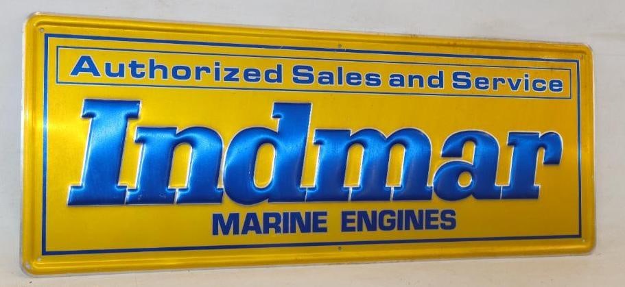 Embossed Indmar Marine Engines Authorized Sales And Service Single Sided Metal Advertising Sign (1 of 5)