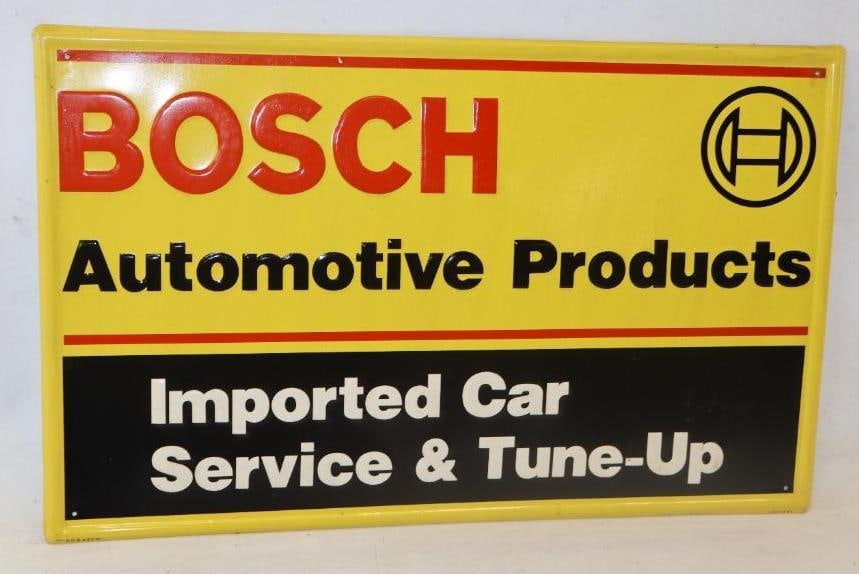 Embossed Bosch Automotive Products Imported Car Service And Tune Up Metal Advertising Sign (1 of 2)
