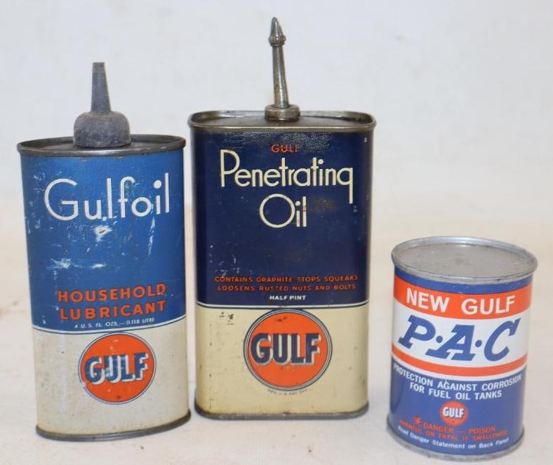 Group of 3 Gulf Oil Cans (1 of 2)