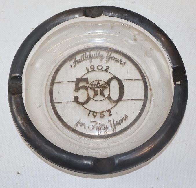 1952 Texaco 50 Year Anniversary Advertising Ash Tray: 6" diameter