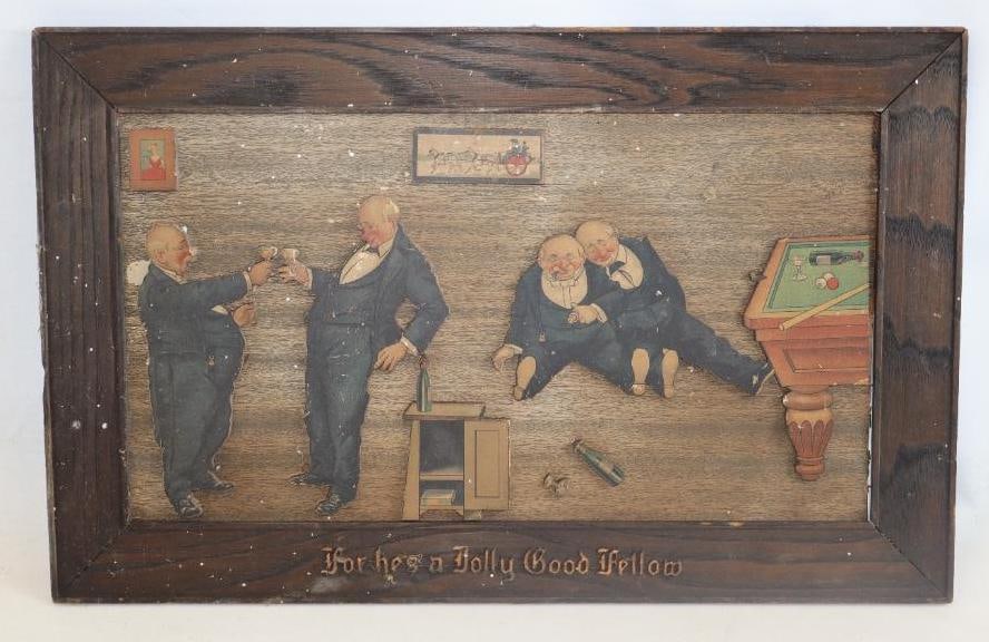Early For He's A Jolly Good Fellow Advertising Framed Sign: 22" x 14" x 1"