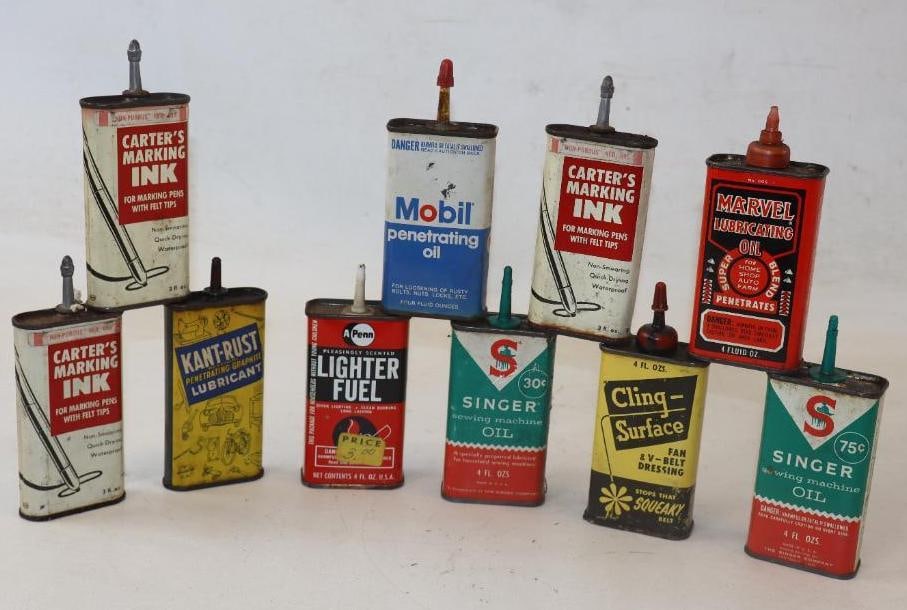 Group of 10 Handy Oiler Cans: 4oz largest