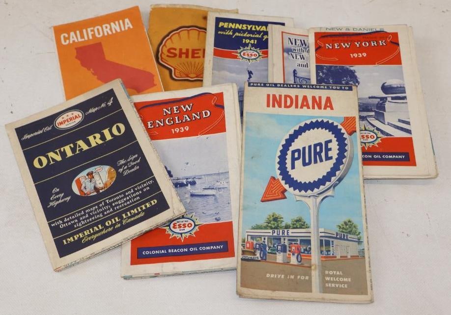Group of 8 Shell, Esso, Mobil, Pure And Imperial Advertising Gas Station Road Maps (1 of 2)