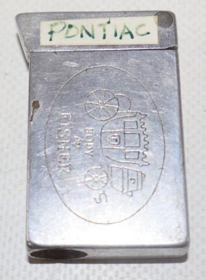 1945 Fisher Body Pontiac Division Advertising Refillable Lighter (1 of 2)