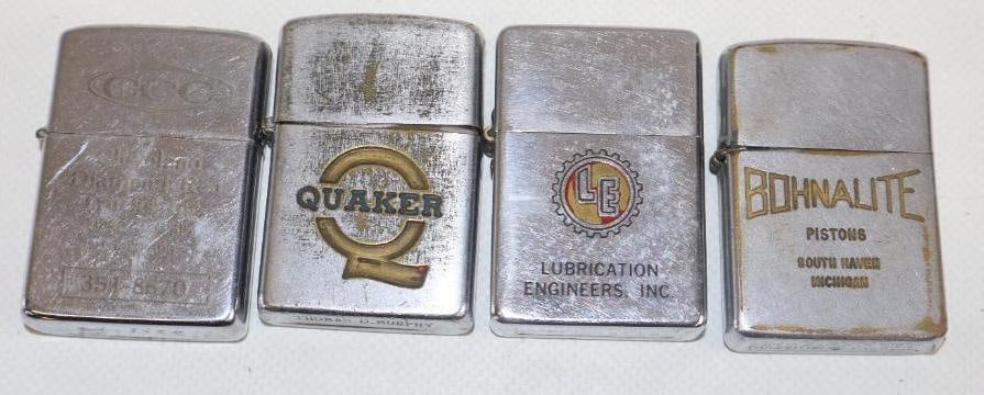 Group of 4 Zippo Style Advertising Lighters (1 of 4)
