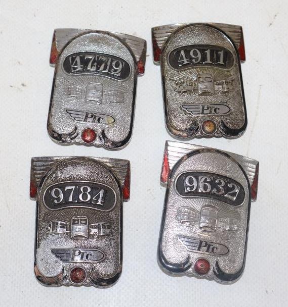 Group of 4 PRC Bus And Train Hat Badges: 2.25" x 1.75" each