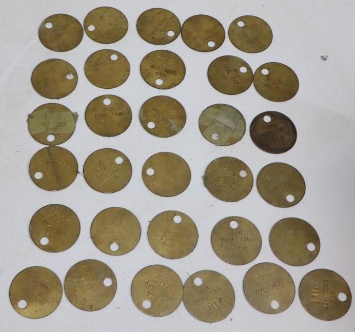 Group of 30 RTA Brass Tool Tags (1 of 5)
