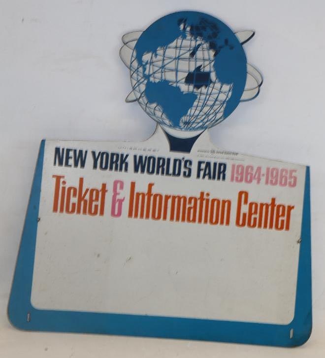 1964-65 New York Worlds Fair Ticket & Information Center Display Sign: 28" x 25" made of Masonite