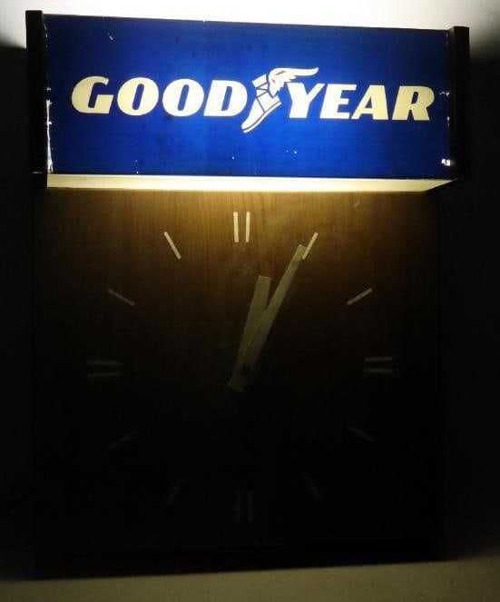 Light Up Goodyear Clock Sign (1 of 5)
