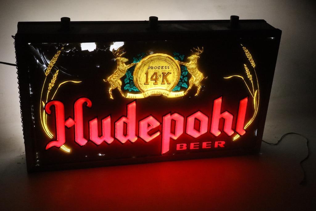 Hudepohl Double sided Light Up Beer Advertising Sign (1 of 6)