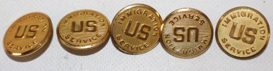 Group of 5 US Immigration Service Coat Buttons (1 of 2)