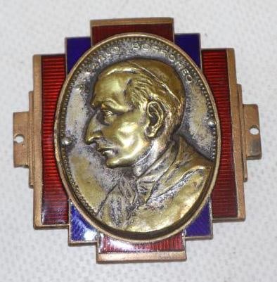 Cloisonne Saint Christopher Bronze Medallion: 2.25" x 2.25"