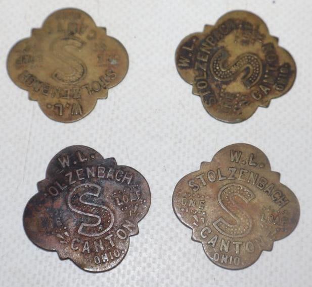 Group of 4 W.L. Stolzenbauch Canton, Ohio 1 Loaf Bronze Token: 1.25" x 1.25"